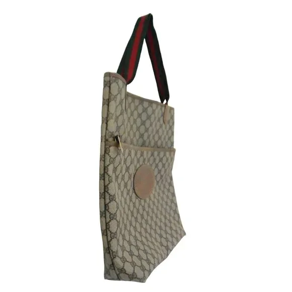 vtg 80s GUCCI Shopper Tote bag GG logo print canvas